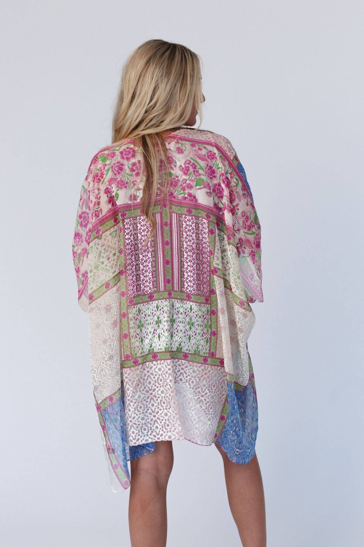 Boho Patchwork Kimono - White