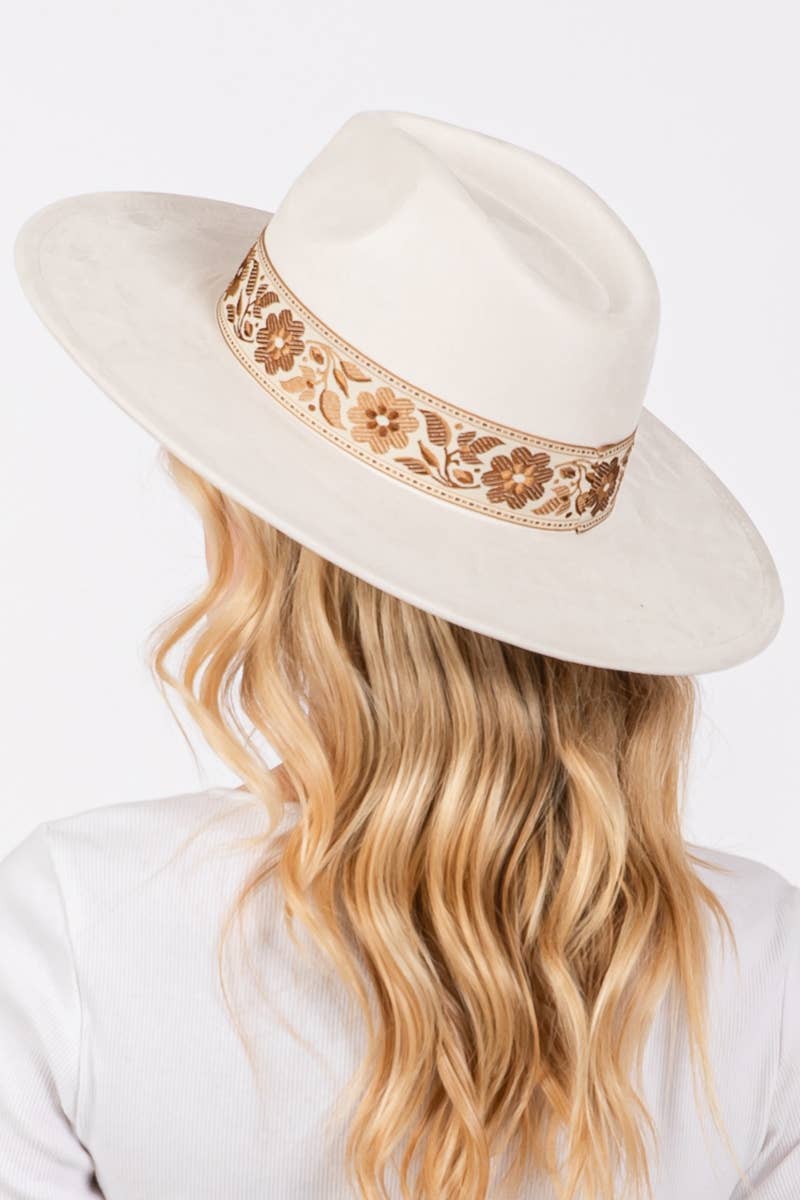 Floral Ribbon Fedora Hat