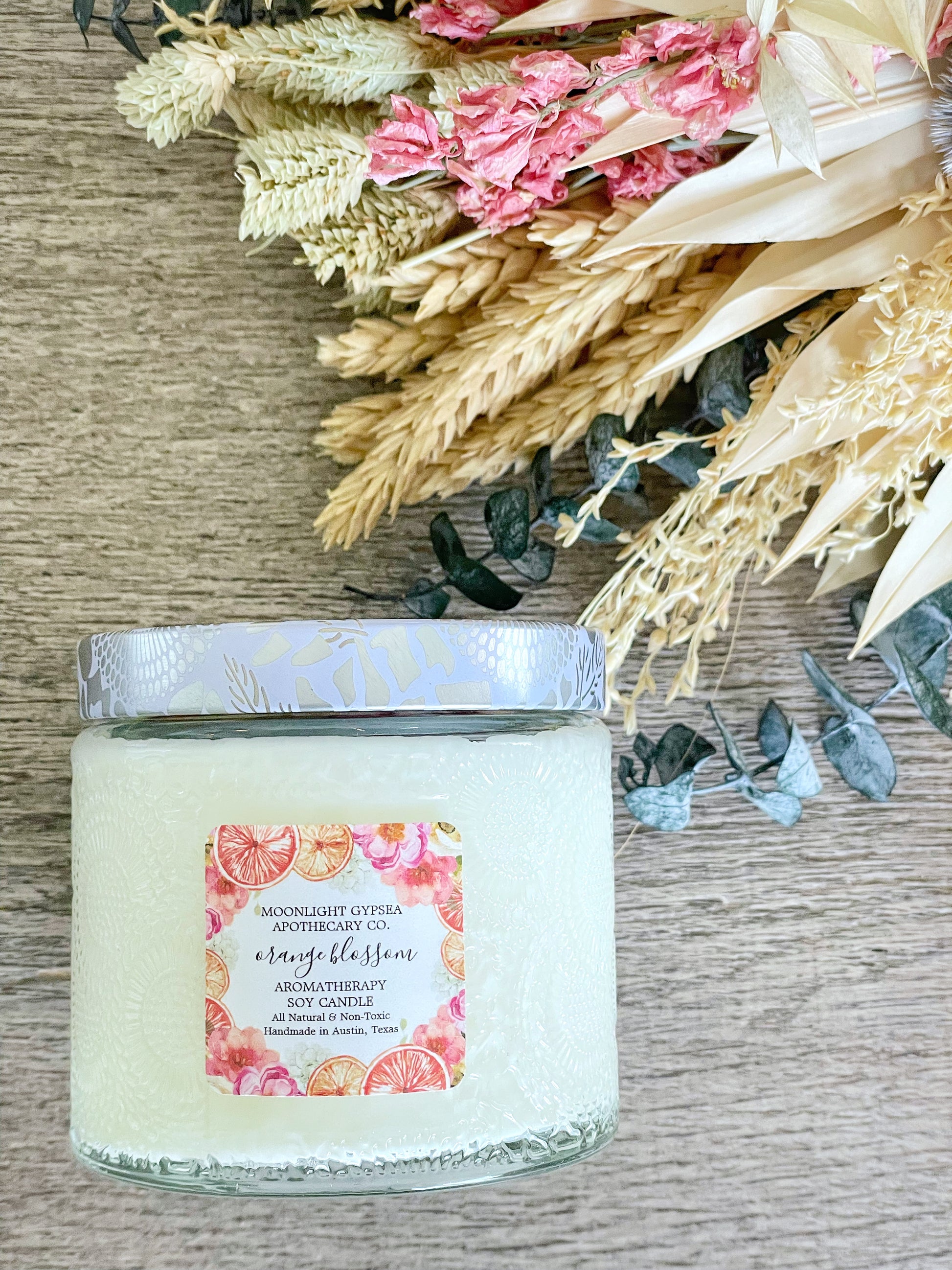 Orange Blossom 100% Soy Wax Essential Oil Non-Toxic All Natural Candle Flowers