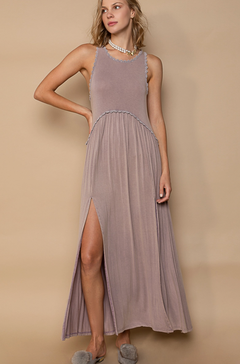 Sleeveless Racerback Slit Maxi Dress
