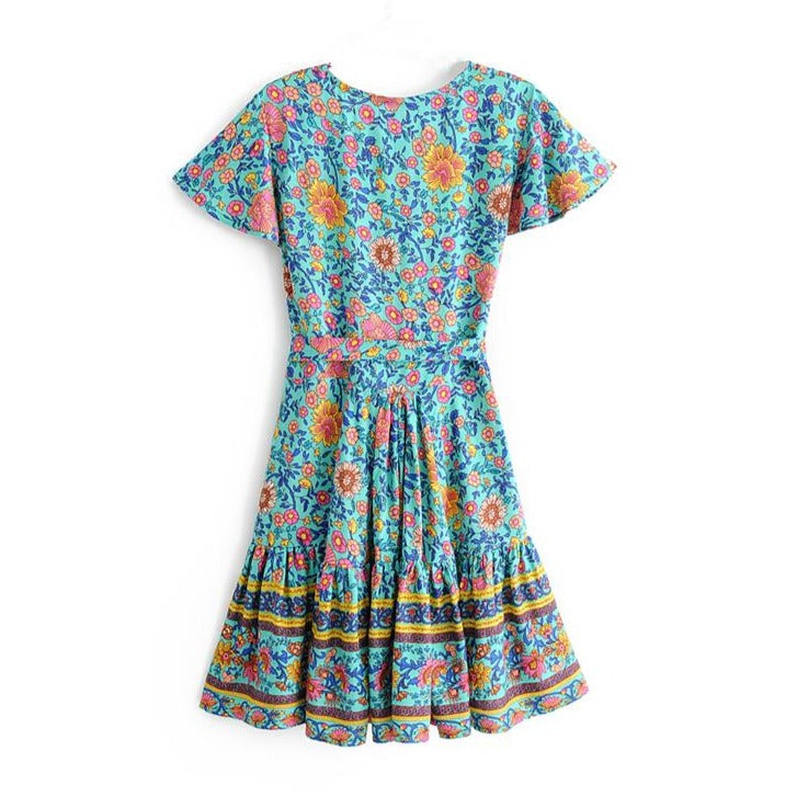 Bohemian Daydreamer Floral Wrap Mini Dress | Moonlight Gypsea
