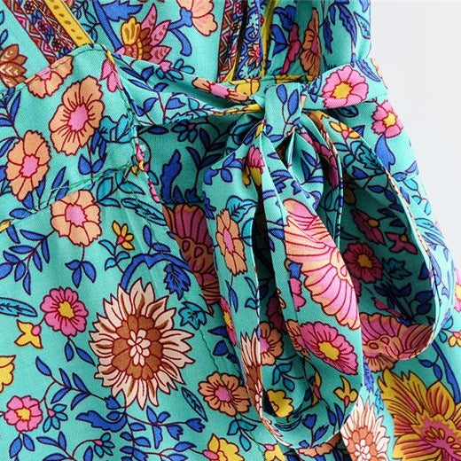 Bohemian Daydreamer Floral Wrap Mini Dress | Moonlight Gypsea