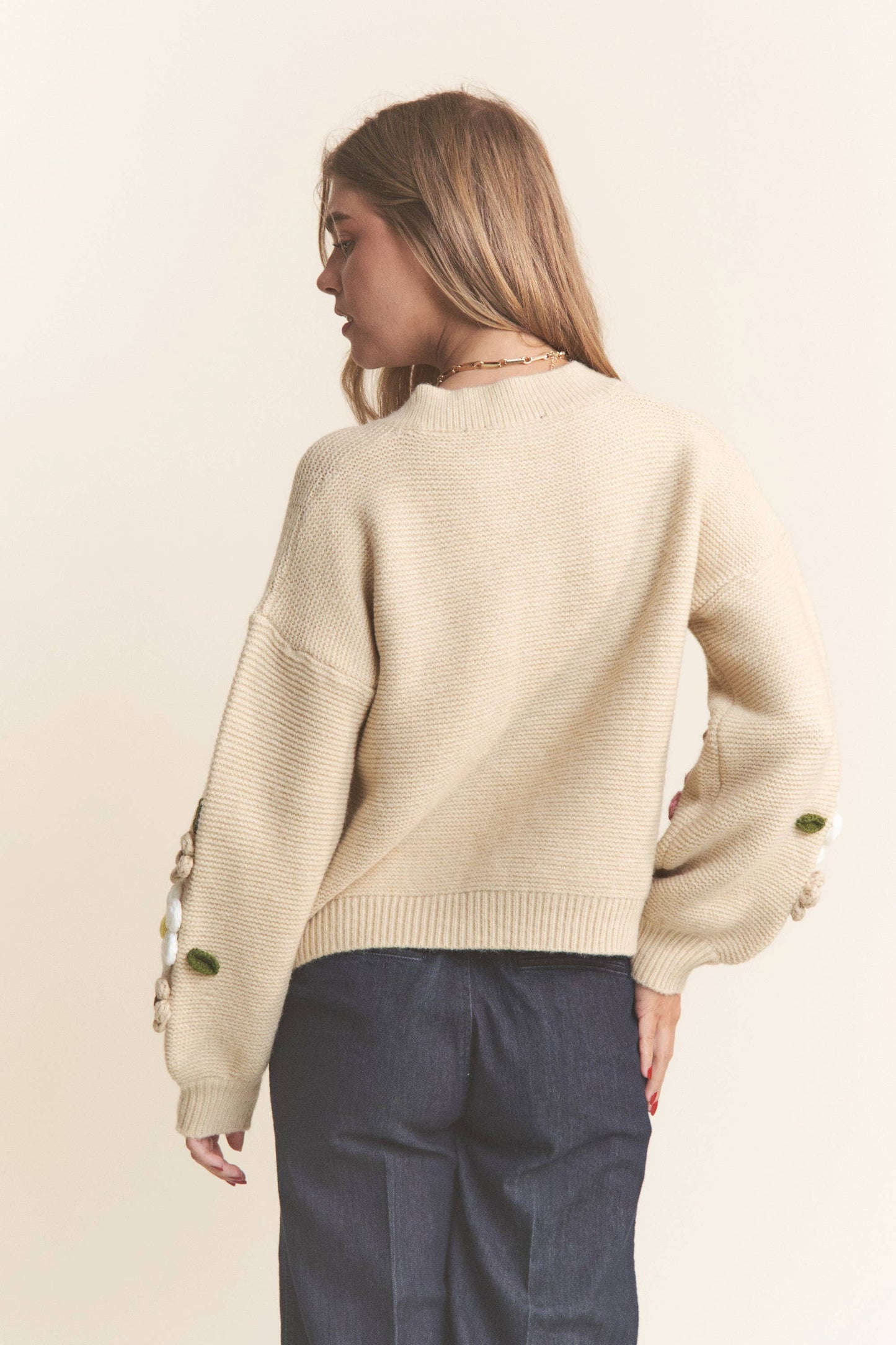 3D Embroidered Floral Pullover Sweater