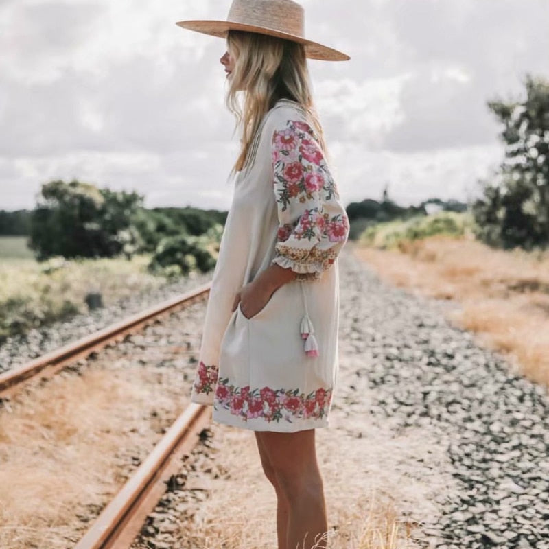 Gypsy Soul Floral Embroidered Dress | Moonlight Gypsea