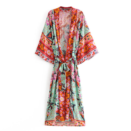 Sun Goddess Bohemian Floral Kimono - Red | Moonlight Gypsea