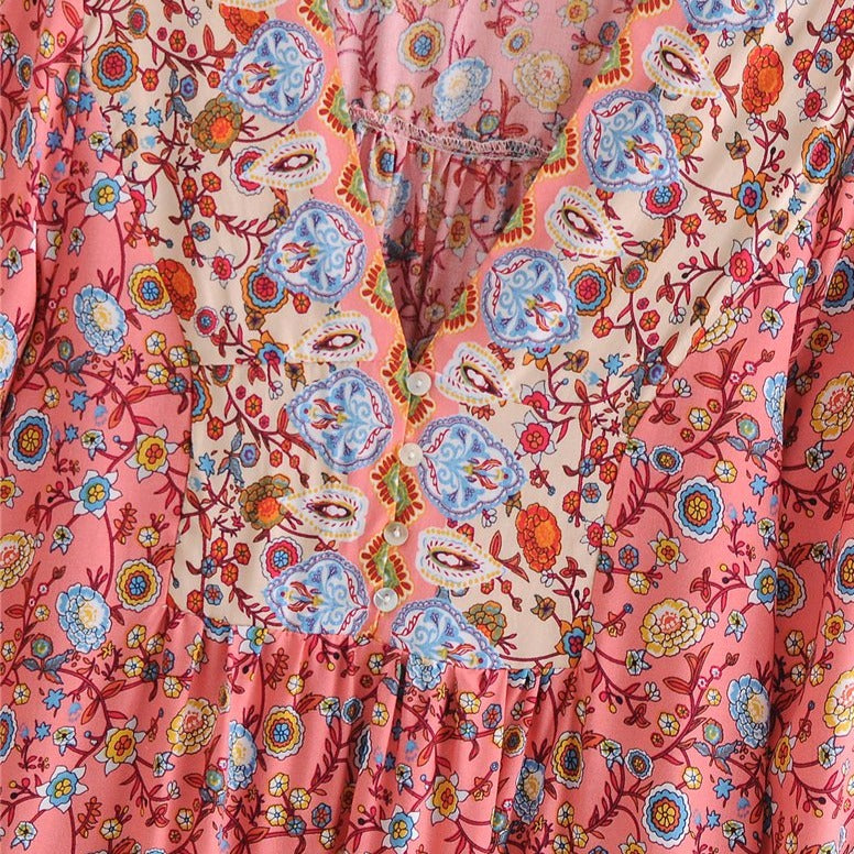 Heartbreaker Bohemian Floral Ruffle Mini Dress | Moonlight Gypsea