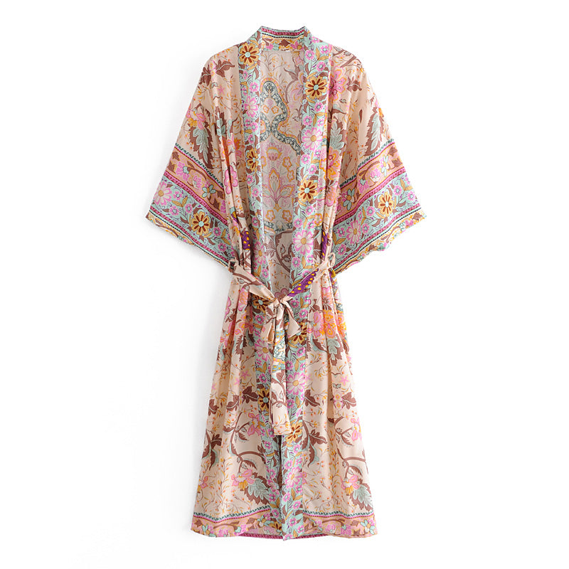 Sun Goddess Bohemian Floral Kimono - Pink | Moonlight Gypsea