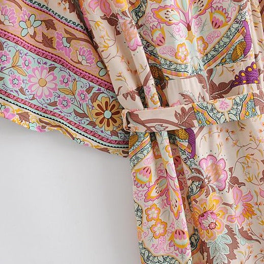 Sun Goddess Bohemian Floral Kimono - Pink | Moonlight Gypsea